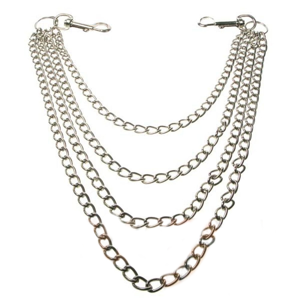 Bullet 69 Funky Punk - 4 Row Hanging Geldbörsenkette/Hosen schlüsselbund - Silberfarben